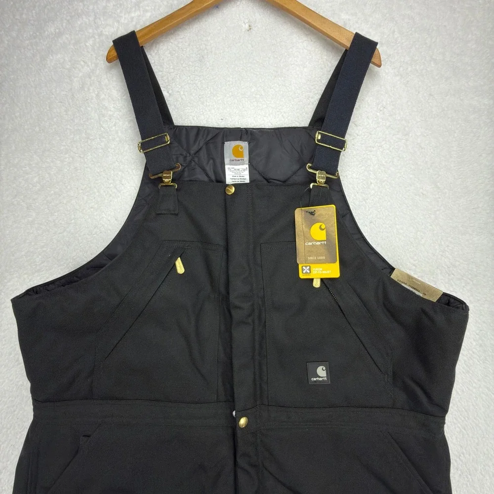 Carhartt Yukon Zip-To-Waist Biberalls Mens 44x30 R33 BLK Black NWT Bibs Overalls